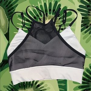 White and Black Mesh Sports Bra Racerback